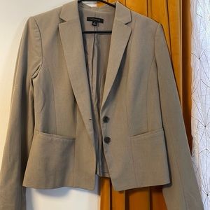 Ann Taylor beige gray greige 2 button lined blazer size 8